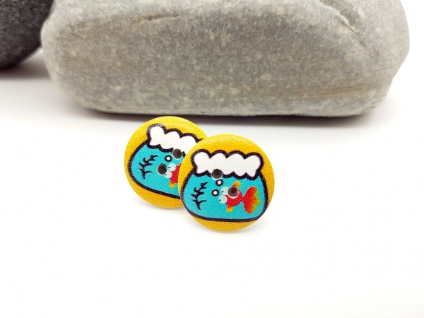 Goldfisch im Glas Knopf Ohrstecker